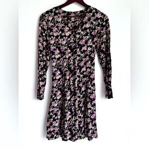 The Limited Vintage Y2K Floral dress‎ babydoll long sleeve tie back button down